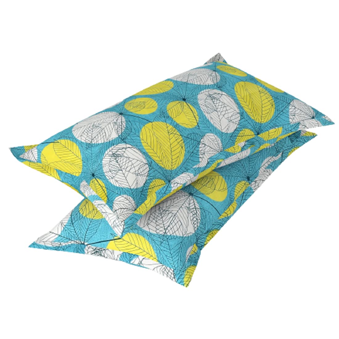 Bedsheets For Double Bed With 2 King Size Pillow Covers | Size 72x78+10 Inches, Sky Blue & White | Premium Cotton All Round Elastic Fitted Bedsheets