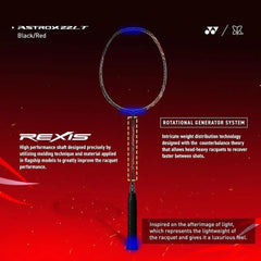 Yonex ASTROX 22LT Unstrung Badminton Racquet, G5 - 3F, Colour - Black & Red, Material - Graphite