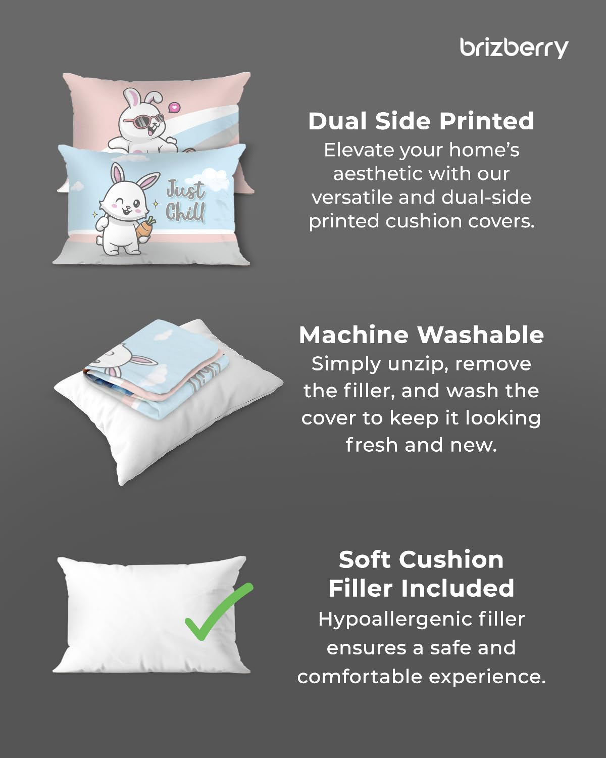 Kids Pillow Cushion With Super Soft Fabric Pillow - 12 X18 Inches | Animal & Cartoon Prints, Soft Pillow, Dual Sided Design | Multi-Purpose, Durable & Easy Care, Made In India - Design 18