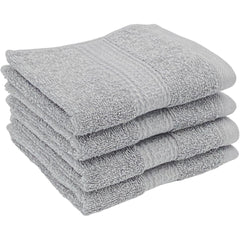 Patpug 100% Indian Ultra Soft Cotton Face Towel 500 Gsm | Napkin, Baby Face Towel, For Facewash, Gym, Travel, Hanky (Silver Grey) | Pack Of 4