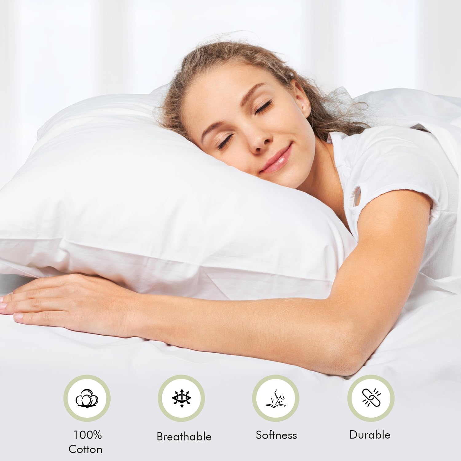Plain Elastic Fitted King Size Bedsheet With 2 Pillow Cover - 108 X 108 Inches, White | 400 Thread Count Silky Soft | Naturally Soft, Breathable, & Skin-Friendly
