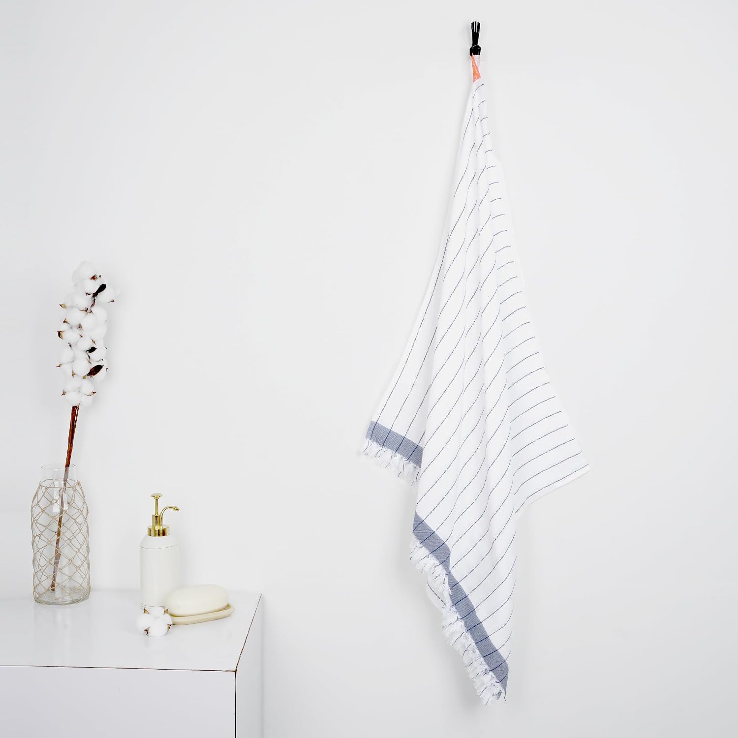 Thirsty Towel Cotton Bath Towel 200 Gsm | Super Soft & High Absorbency Towels, Quick Dry Towels For Bath Large Size, Bath Towels For Men, Women & Kids, Pinstripe (Denim Blue)