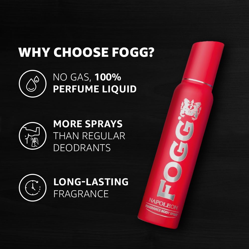 Fogg Napoleon No Gas Deodorant For Men Long-lasting Perfume Body Spray 150 Ml 5 Fl.oz.