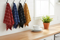 Texstyle 100% Cotton Kitchen Multipurpose Towel 600gsm | Kitchen Cleaning & Quick Drying Of Plates & Glasses, High Absorbency Towel - Pack Of 4 (Multicolor)