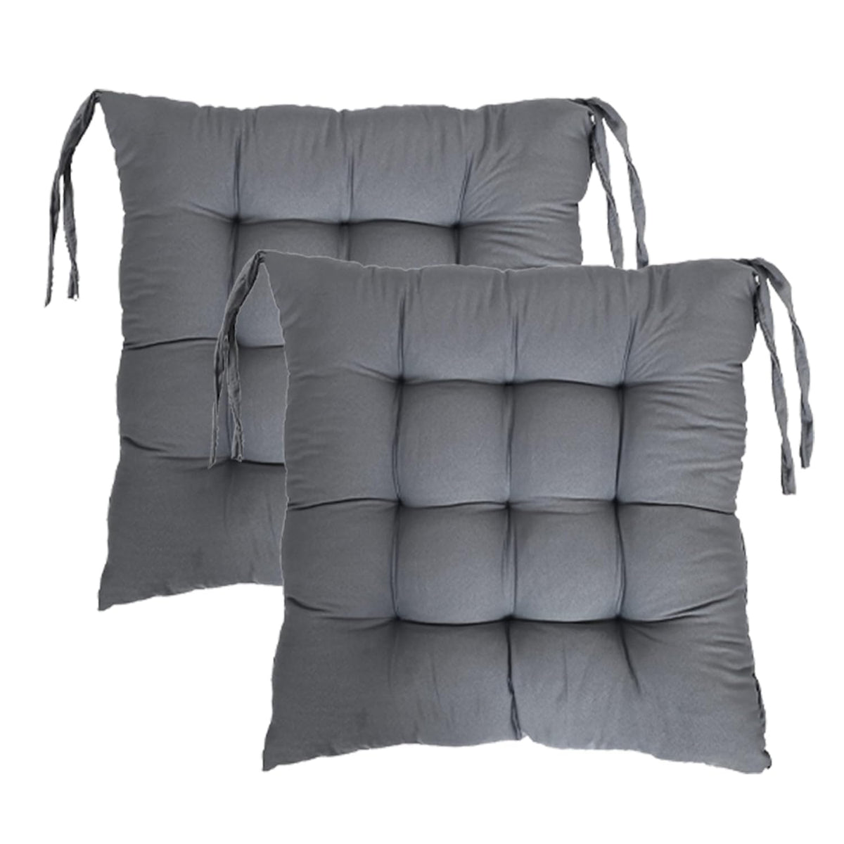Long Chair Pad, Chair Back Rest Pillow, Rocking Chair Cushion, Grey Color | Glance Cotton Long Seat Cushion | Square Chair Pad For Meditation | Living Room, Versatile Use - Pack Of 2