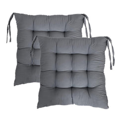 Long Chair Pad, Chair Back Rest Pillow, Rocking Chair Cushion, Grey Color | Glance Cotton Long Seat Cushion | Square Chair Pad For Meditation | Living Room, Versatile Use - Pack Of 2
