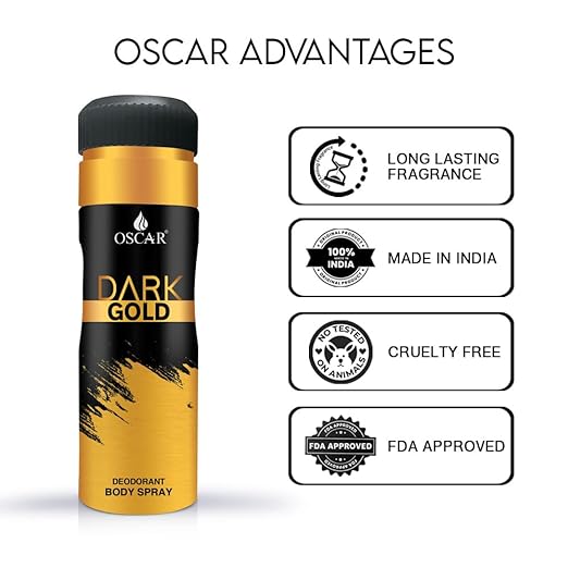 Oscar Black Gold Long Lasting, Premium And Skin Friendly Deodorant Spray Perfume For Unisex, 200ml 6.7 Fl.oz. Each Pack Of 3