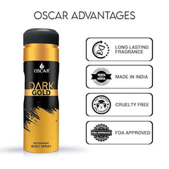 Oscar Black Gold Long Lasting, Premium And Skin Friendly Deodorant Spray Perfume For Unisex, 200ml 6.7 Fl.oz. Each Pack Of 3