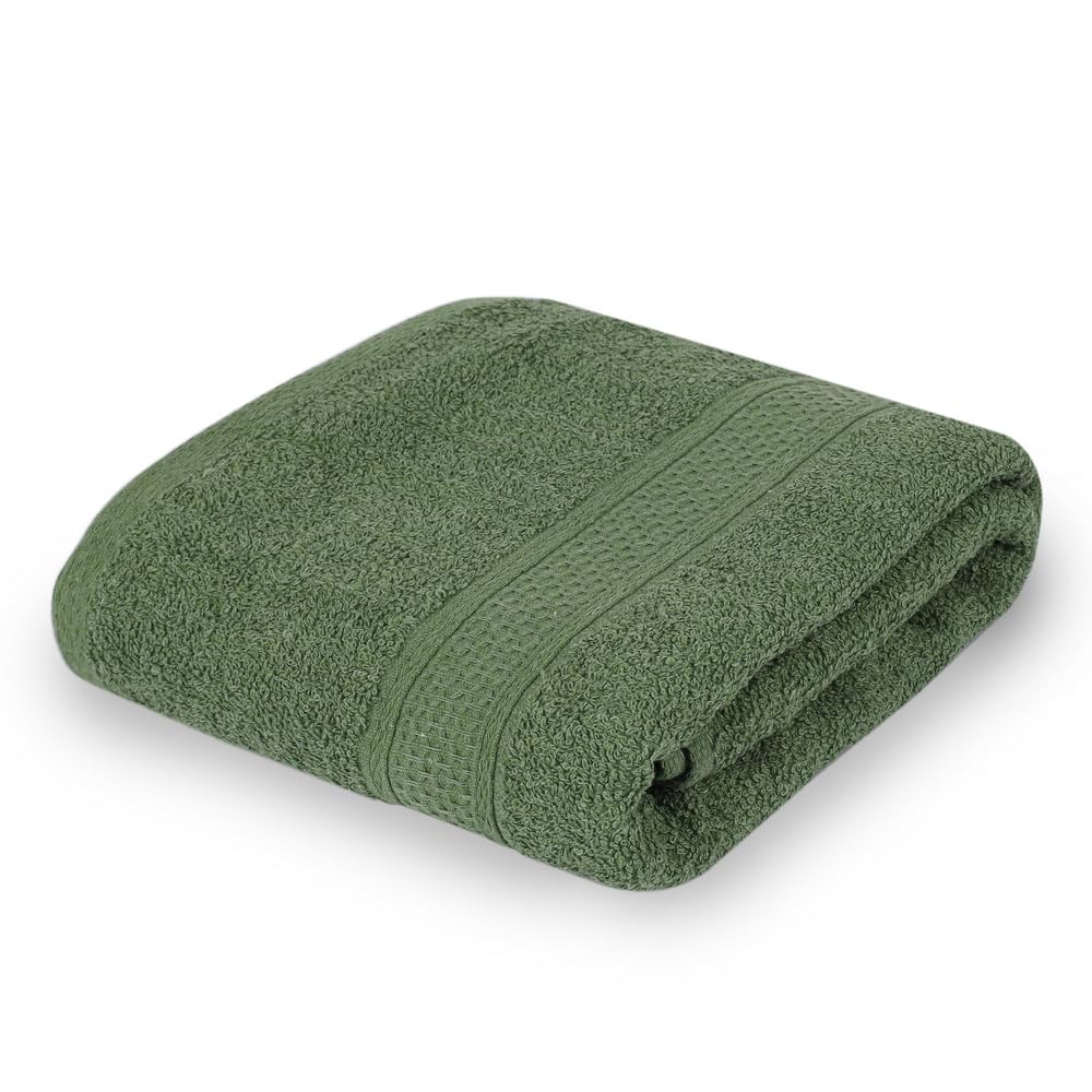 Fezora 100% Cotton Bath Towel 450 Gsm | Ultra Soft, Quick Dry, High Absorbency, Skin-Friendly Large Size Bath Towel (Green)