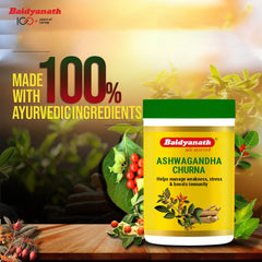 Baidyanath Ashwagandha Churna Helps Boost Strength, Stamina & Energy Stress Relief | Made With 100% Pure Ashwagandha | 100gm 0.2lbs Each Pack Of 2