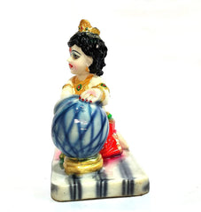 Baby Krishna Resin Idol, Handi Gopal, Laddu Gopal Statue, Little Krishna, Resin, Height - 8 Inch, Festival, Worship, Puja, Hand Painted, Multicolor, Light Weight, Religious Idol