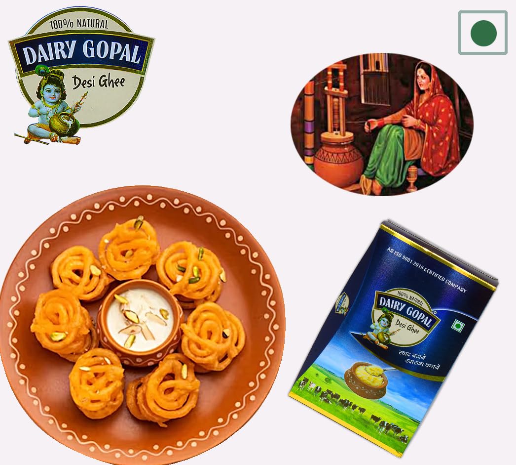 100% Pure Gopal Desi Cow Pure Ghee By Dairy Sagar | Rich Source Of Vitamin A & Healthy Delicious Pure Ghee Good For Sweets (5 Liters) 169.0 Ounce | Tin Pack