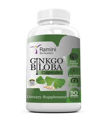 Ramini Bionutrition Ginkgo Biloba 160mg, Biloba Leaf Extract Containing 24% Ginkgo Flavone Glycosides | 90 Veg Capsules 100gm 0.2lbs