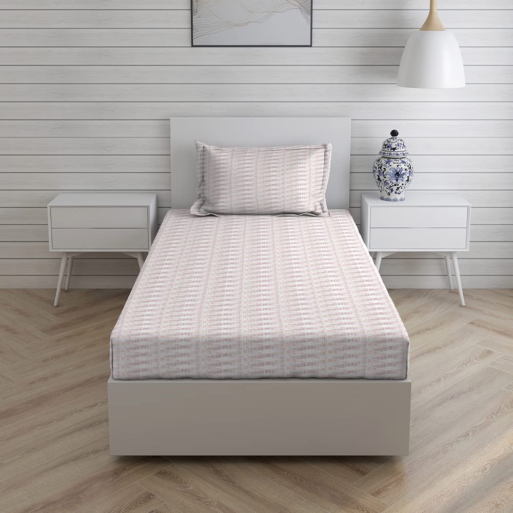 Cotton Bedsheet Set For Single Bed - Size 59 X 88 Inches, Light Pink | 1 Single Bed Sheet With 1 Pillow Cover - Light Weight & Breathable, Ideal For Everyday Use