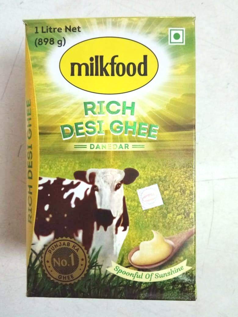 100% Pure Rich Desi Ghee By Milkfood | Good Source Of Protein Fiber Healthy Pure Danedar Cow Ghee | (1 Litr) 33.8 Ounce | Box Pack
