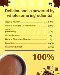 True Elements Hot Chocolate Mix - 360gm, 12.6 Ounce | 48% Less Sugar, Sweetened With Jaggery - Made With 21% Millets | Enjoy Hot Or Cold - 24 Serves Per Pack