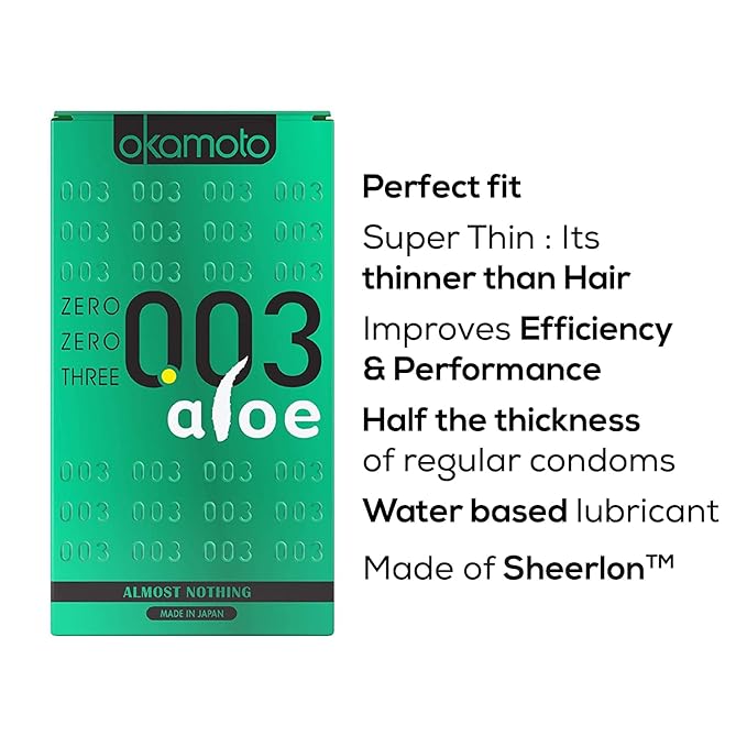 Okamoto 003 Japan’s Best Aloe Condoms | Only Natural Water Based Lube Condom In India |pack Of 2