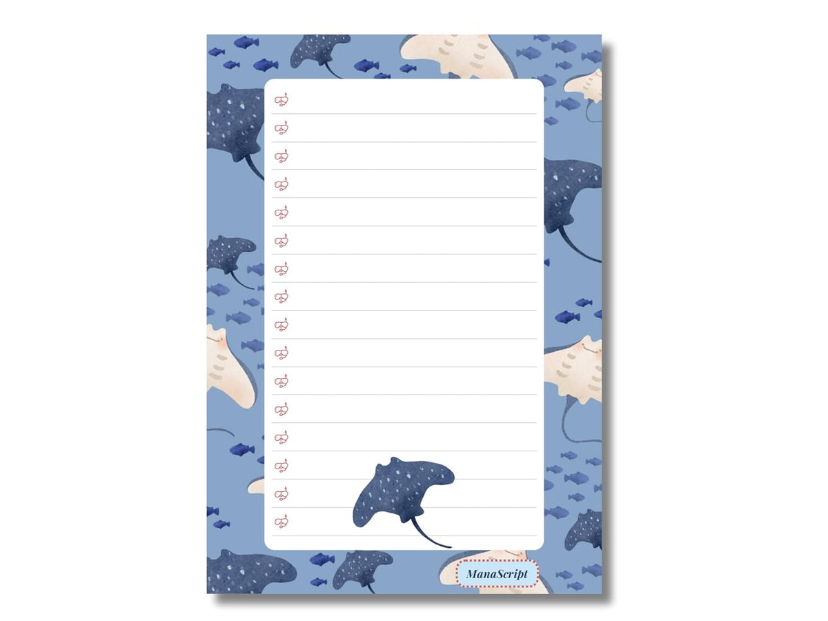 A5 Notes/To Do List Notepad, Beautiful Checklist Pad, Tear-Off Sheets (Fish, Blue) Pack Of 1