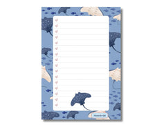 A5 Notes/To Do List Notepad, Beautiful Checklist Pad, Tear-Off Sheets (Fish, Blue) Pack Of 1