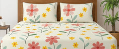 1 Bedsheet For Double Bed With 2 Pillow Covers - 90 X 100 Inches, Multicolor | Premium Cotton Material Double Bedsheet Queen Size | Skin Friendly & Long Lasting