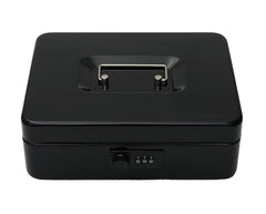 Metal Cash Box With Number Combination Lock, Size - Medium, Colour - Black, Material - Iron, Special Feature - Removable Tray