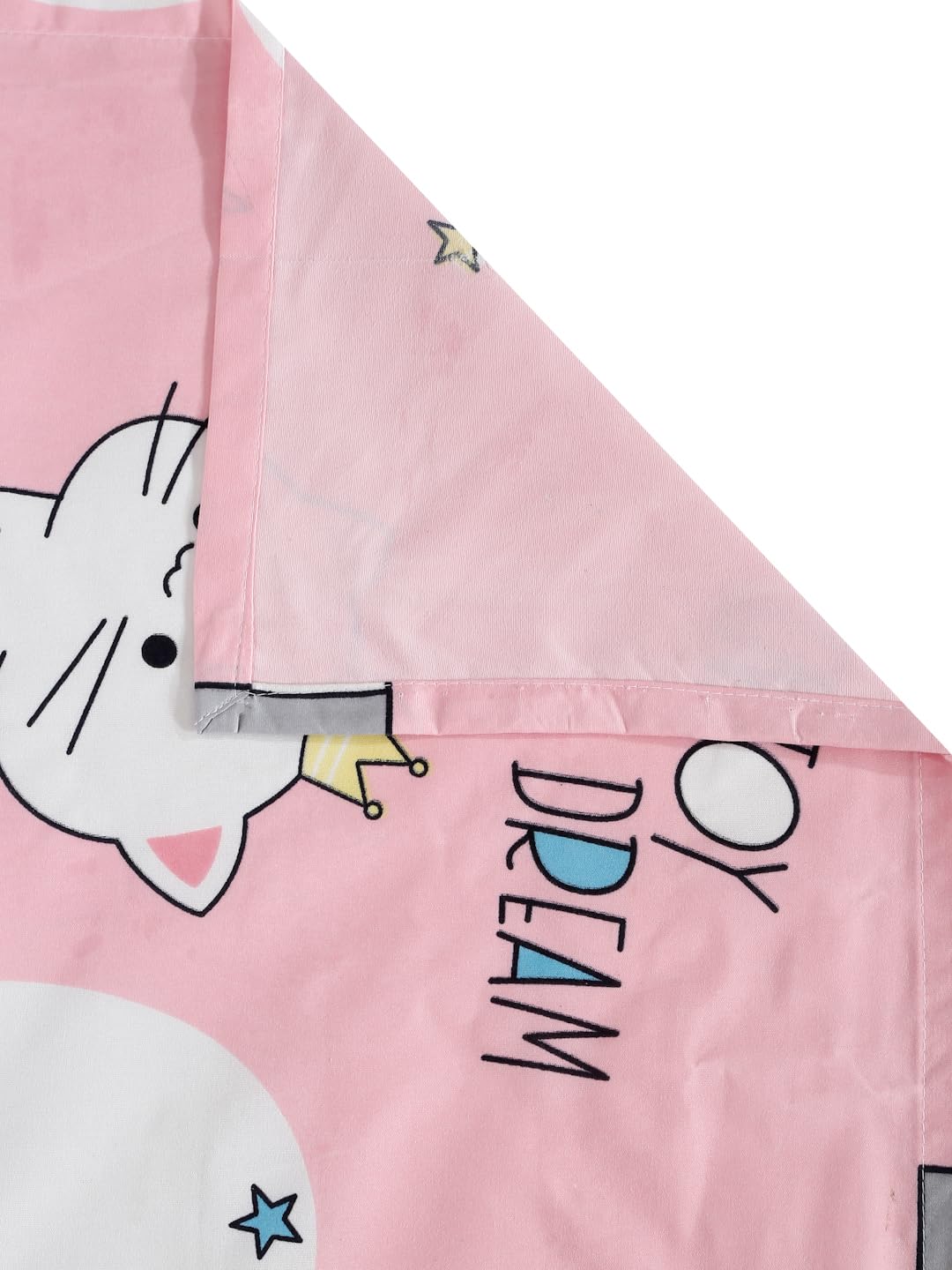 Elastic Fitted Kids Elephant & Kitty Double Bedsheet 2 King Size Pillow Covers, Baby Pink (90x92 Inches) | Lightweight, Soft & Breathable - Perfect For Gifting Bedsheet