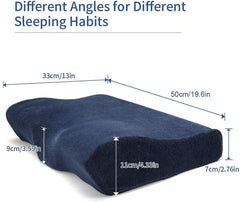 Memory Foam Pillow, Orthopedic Pillow For Neck Pain Relief, Navy Blue | Cervical Contour Memory Foam Pillow, Soft Pillow For Shoulder, Head Pain Relief, Adjustable Pillow - Pack Of 1