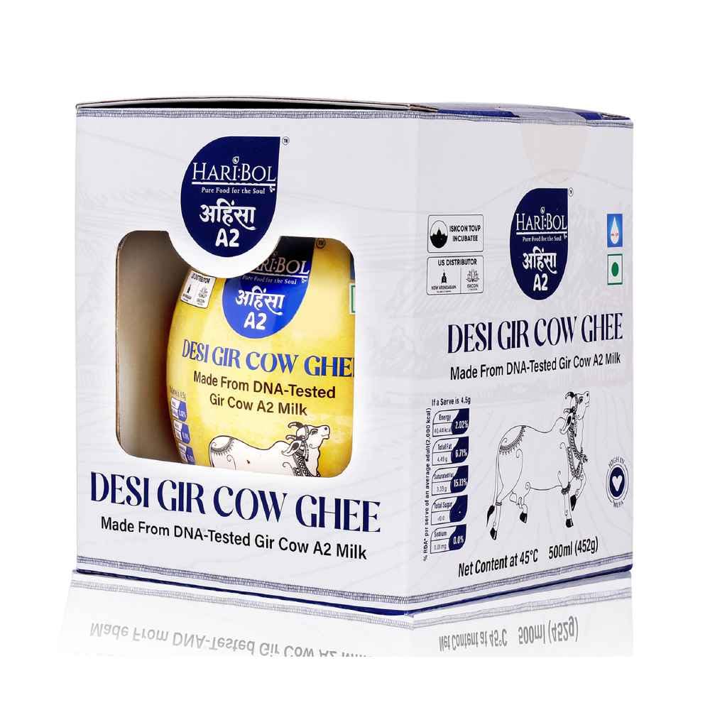 Pure Natural A2 Desi Gir Cow Ghee By Hari:Bol | Pure Healthy Cow Ghee Perfect For Cookies & Laddus | (500ml) 16.9 Ounce | Jar Pack