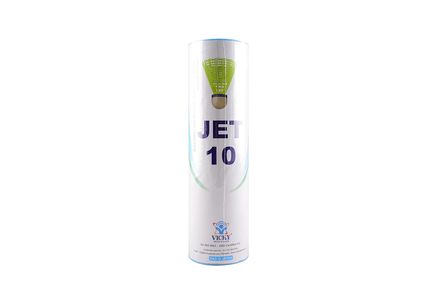 Vicky Jet 10 Nylon Badminton Shuttlecock Yellow | Pack Of 10 , Speed - Medium