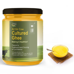 100% Natural A2 Gir Desi Cow Cultured Ghee By Looms & Weaves | Healthy & Delicious Nutrients Pure Desi Ghee Perfect For Protact Eyesight | 1 Litre (500ml * 2) 33.8 Ounce | Jar Pack