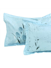 Bedsheet For King Size Bed With 2 Pillow Cover - 108 X 108 Inches, White & Sky Blue | Ideal For All Seasons - Perfect For Gifting, Weddings, Anniversary