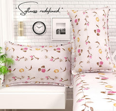 Cotton Fitted Bedsheets With 2 Matching Pillow Covers For King Bed | Size 78x72+10 Inches, Peach & Pink - Soft, Durable & Wrinkle Free | Ideal For Daily Use
