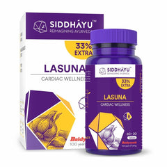 Siddhayu Lasuna Garlic Tablet Cardiac Wellness, Improves Digestion Balance Cholesterol Levels, All - Natural Formula Containing 100% Pure Garlic Extract | 80 Tablets 100gm 0.2lbs Each Pack Of 2