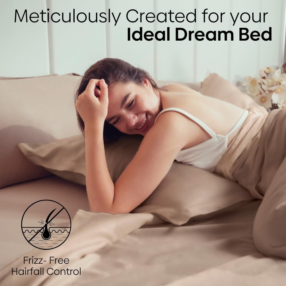 Satin Bedsheets For King Size With 2 Pillow Covers - 108 X 90 Inches, Golden Sand | Elegance & Comfort Redefended | 300 Thread Count