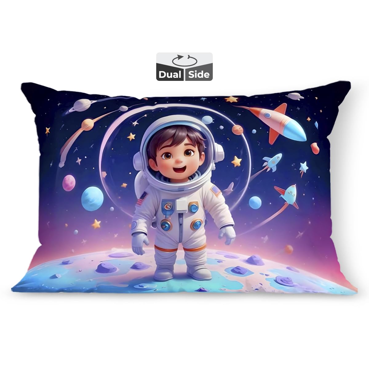 Kids Pillow Cushion With Super Soft Fabric Pillow - 12 X18 Inches | Animal & Cartoon Prints, Soft Pillow, Dual Sided Design | Multi-Purpose, Durable & Easy Care, Made In India - Design 7