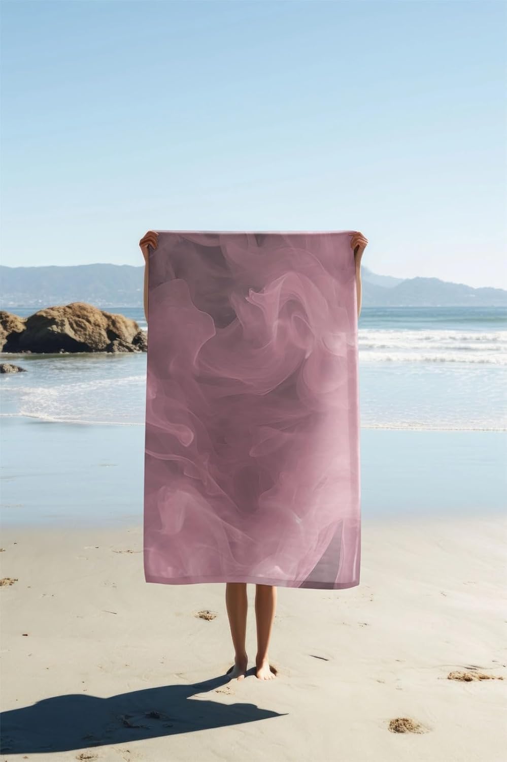 Madake Bamboo Ultra Soft Printed Thin Turkish Towel 454 Gsm | Quick Dry, Super Absorbent | Extra Large Bath Towel For Men & Women (Rose Mist)