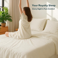 Bedsheets For Double Bed Microfiber Plain Ivory Solid Bed Sheet Include Pillow Cover, Ultra Soft - 90x100 Inch | Ideal For Home, Hotel, Villa, Resort & Guest House