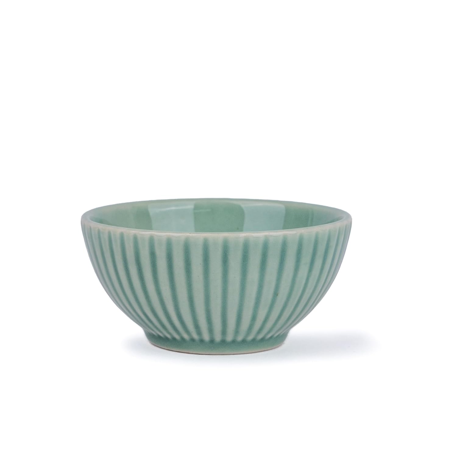 Ceramic Snack Bowl Set Of 4 - 300ml Each, Light Mint | Ceramic Snack Bowls With Glossy Finish - Snacks Bowls Set Of 4 | Microwave Safe & Dishwasher Safe