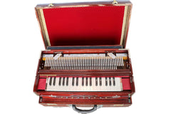 Musical Instrument Harmonium With Full Padding Chain Cover - 13 Scale Changer (With Coupler), 3 3/4 Octave, 3 Set Of Premier Star Reeds (Male, Male & Female), 37 Italian Keys