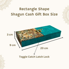 Decorative Shagun Cash Gift Box For Money Gaddi, Gifting Shagun Wedding Occasion, Jewellery | Colour - Sea Green, Set Of 1, Half Cut Design Rectangle Shape