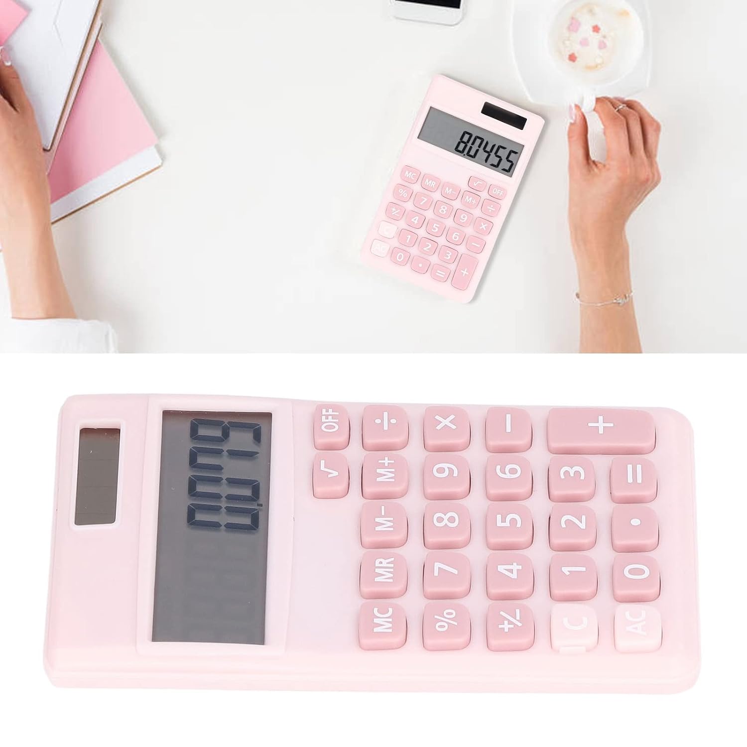 Small Calculator, Calculators For Office For Business Big Button Design For Home (Pink) | Calculator 8 Digit LCD Display, Large Key Design