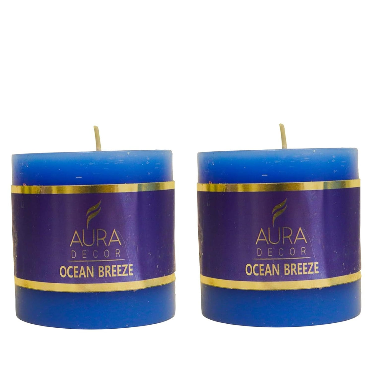OCEAN BREEZE FRAGRANCE PILLAR CANDLE SET OF 2 FOR ROMANTIC CANDLE