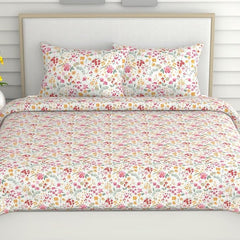 Pure Cotton Queen Size Bedsheet With 2 Matching Pillow Covers - 90 X 100 Inches, Multicolor | Easy Care & Long-Lasting Fabric