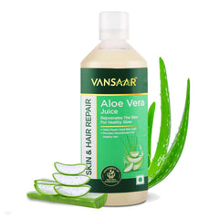 Baidyanath Vansaar Aloe Vera Juice For Glowing Skin & Healthy Hair Organic & Natural Juice Made With Cold Pressed Aloe Vera, No Added Sugar | 1 Litre 2.2lbs Each Pack Of 2