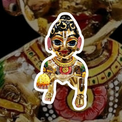 Laddu Bal Gopal Idol, Hand Painted Metal Statue, Occasions, Gold, Size - No.10, Decorative Baby Krishna Idol, Traditional Indian Religious Laddu Gopal Ji