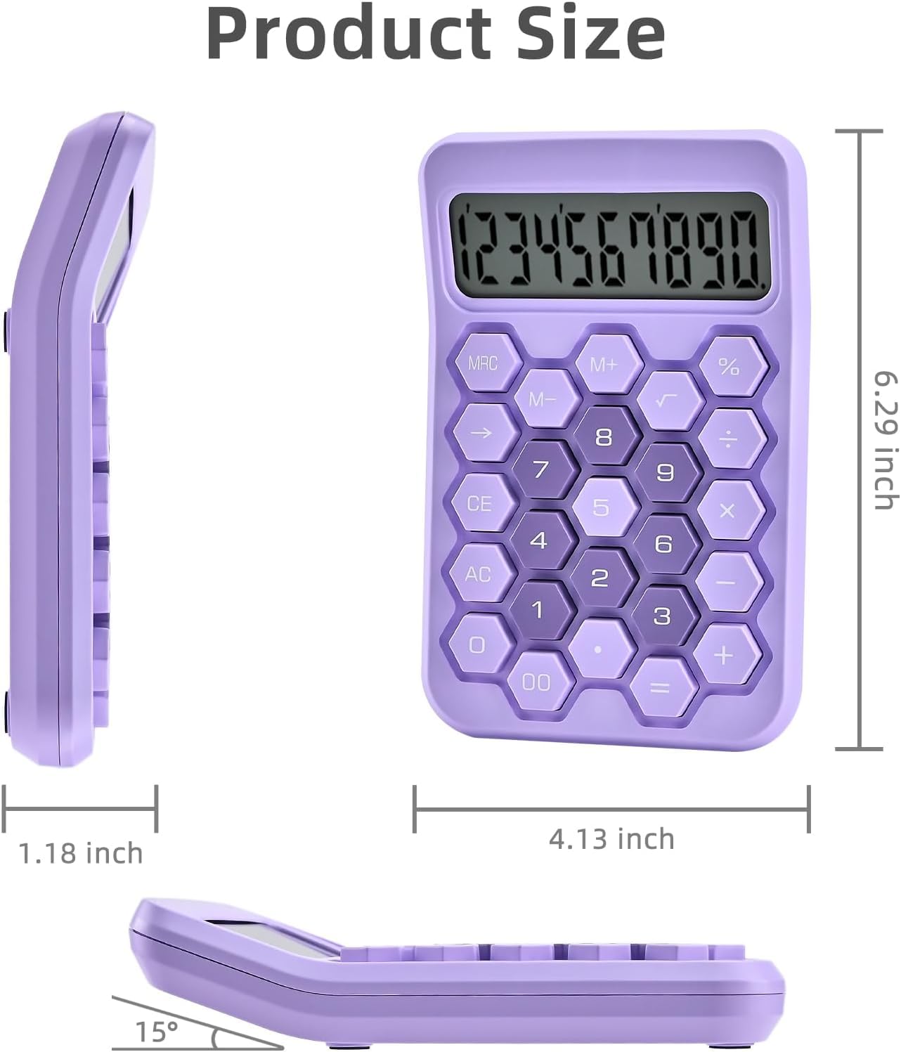 Fycan Mini Calculator 12 Digit Large LCD Display Big Buttons Easy To Press Non-Slip Base Desktop Handheld Small Calculator For Student, Office Work (Purple)