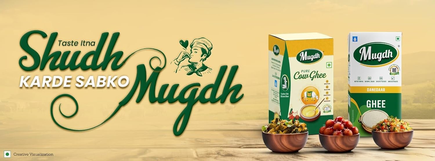 Organic Daanedaar Desi Ghee By Mugdh | Naturally Improves Digestion & Boosts Immunity Desi Ghee Good For Health | (1 Litr) 33.8 Ounce | Box Pack