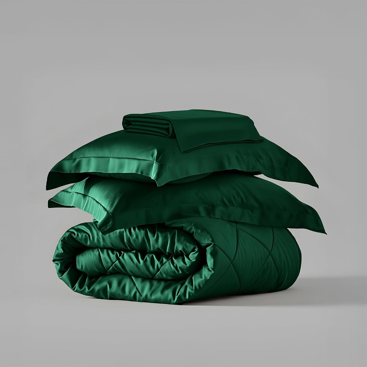 Comforter Set With Double Bedsheet & Pillow Covers - 90 X 100 Inches, Emerald Green | Complete Bedding Set, Ideal Gifts For Couples, Bedroom Home Furnishing, Date Night