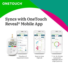 OneTouch Verio Flex glucometer machine | Sync your results with OneTouch Reveal mobile app | Simple & accurate testing of blood sugar levels at home | Global Iconic Brand | FREE 10 Test Strips + 10 Sterile Lancets + 1 Lancing device