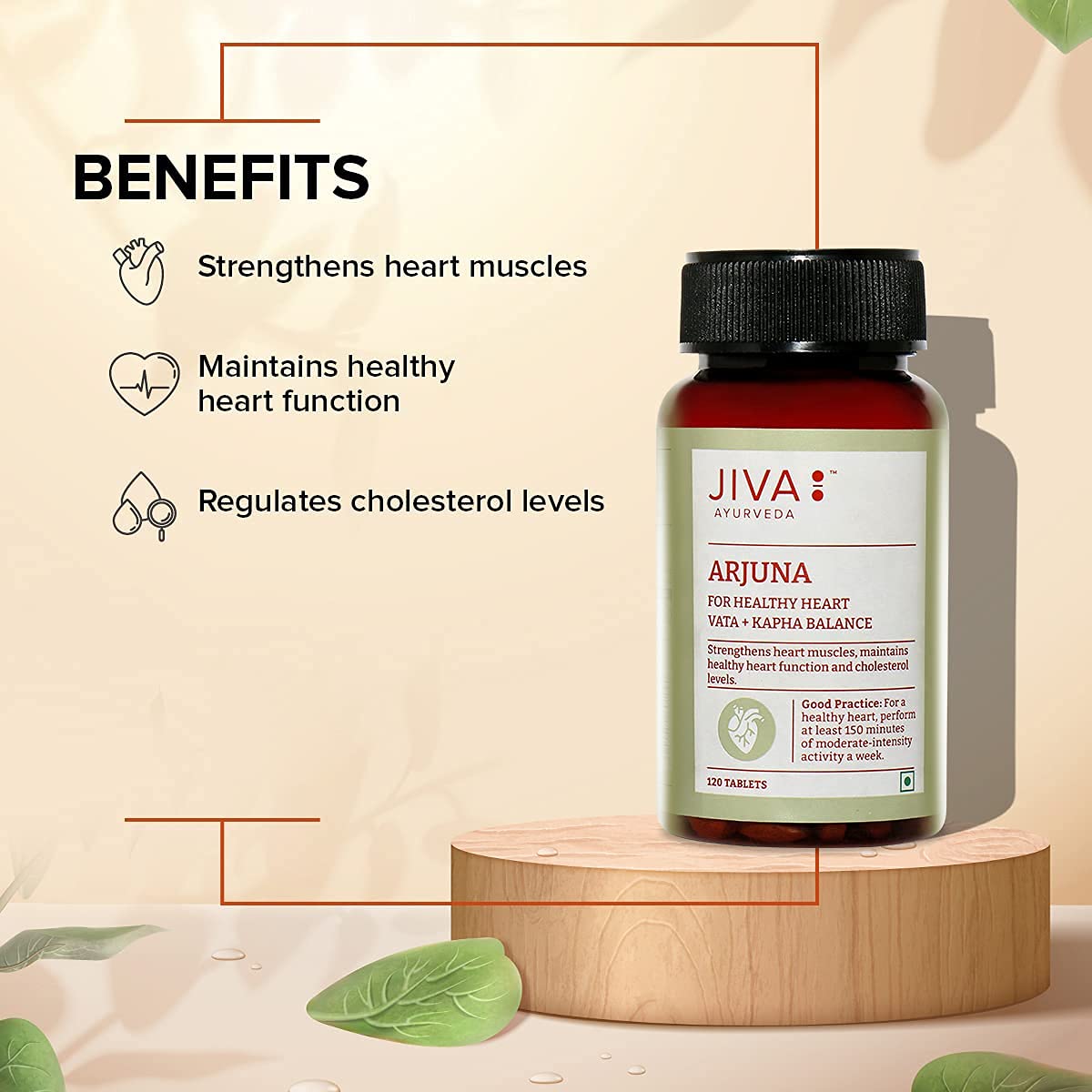 Jiva Arjuna Tablets Promotes Heart Health, Effective In Removing Blood Impurities, Provide Essential Nutrients To Nourish Heart | 120 Tablets 200gm 0.4lbs Each Pack Of 2